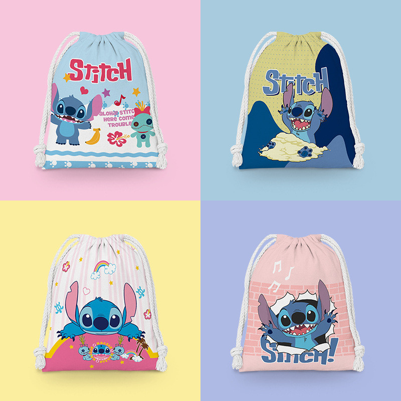 Star Treasure Stitch Drawstring Pocket Drawstring Cartoon Small Cloth Bag Student Sundries Storage Bag Cosmetic Bag Portable Toiletry Bag