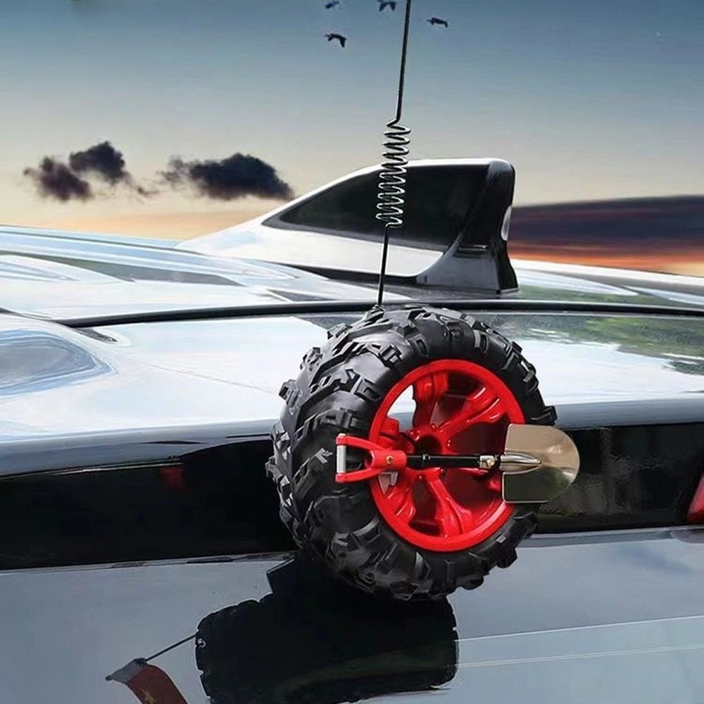 NIUYOUJS อะไหล่ยางรุ่นจี้,โลหะผสม 4in ยาง Modle รถ Trunk จี้,บุคลิกภาพ-ถนนออกแบบพร้อมพลั่วจําลองรถจักรยานยนต์หางเครื่องประดับตกแต่งรถ - รูปที่ 5