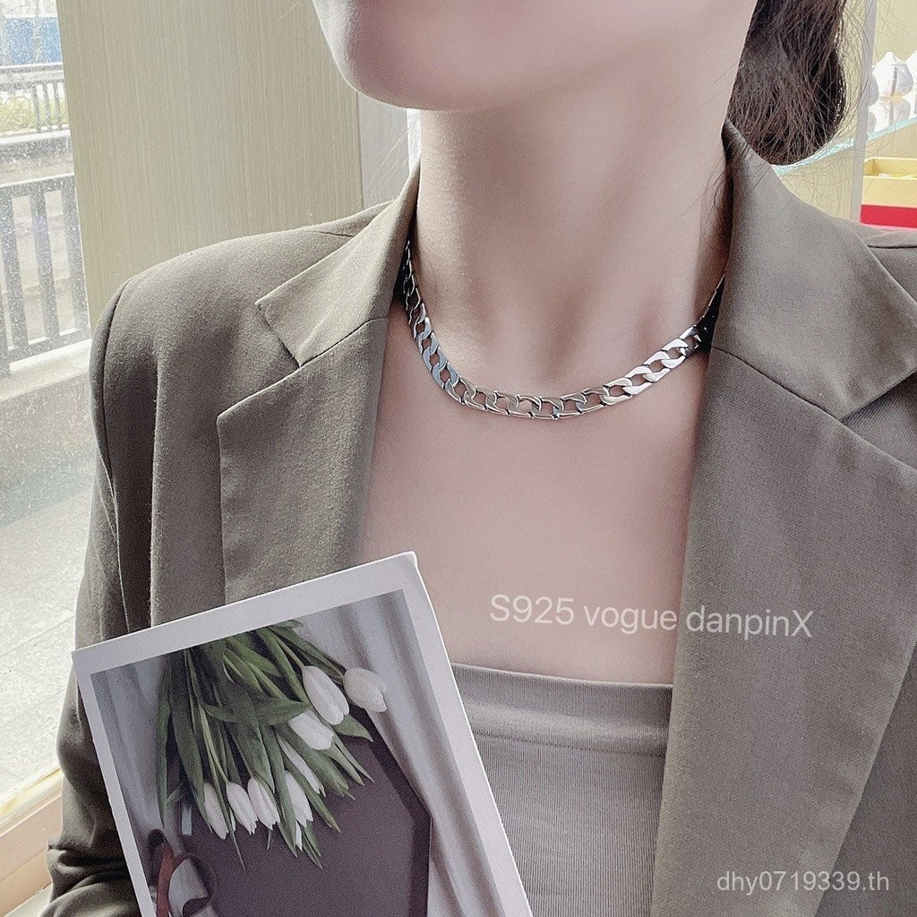 โซ่คิวบา All-Match s925 Sterling Silver ดีไซน์งู สำหรับสวมใส่แบบเรียบง่ายและคลาสสิก ขนาด 7M