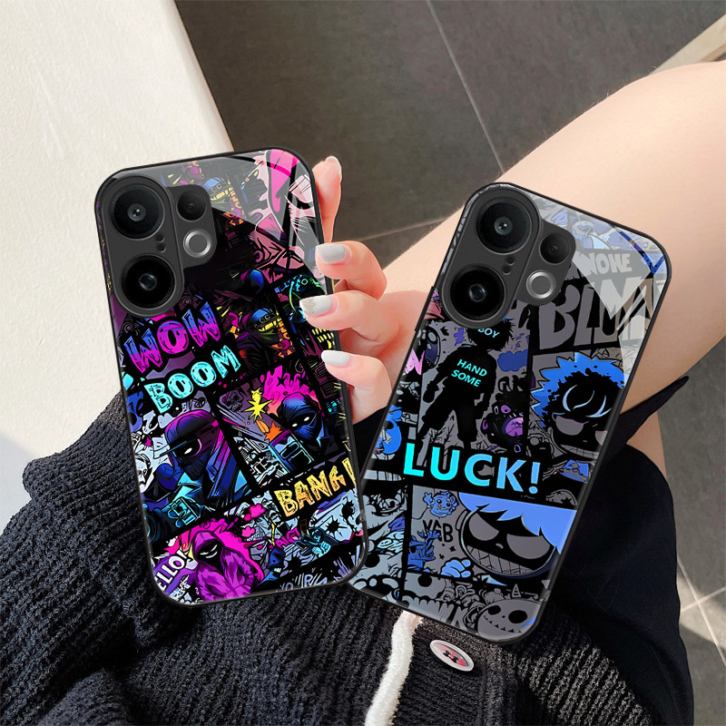 เคส Vivo X200 FE กรณีอะนิเมะกราฟฟิตีปีศาจน้อยกันกระแทก 2025 ใหม่กรณีพร้อมนิ้วแหวนสายรัดโทรศัพท์ขาตั้งกระจกสําหรับเด็กผู้ชาย