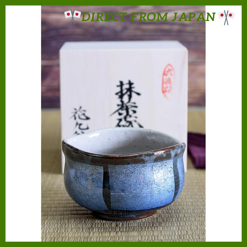 "Waza no Kura Stylish Matcha Bowl Ceramic Kutani Ware Matcha Tea Bowl Silver Glaze Luxury Brand Tea 