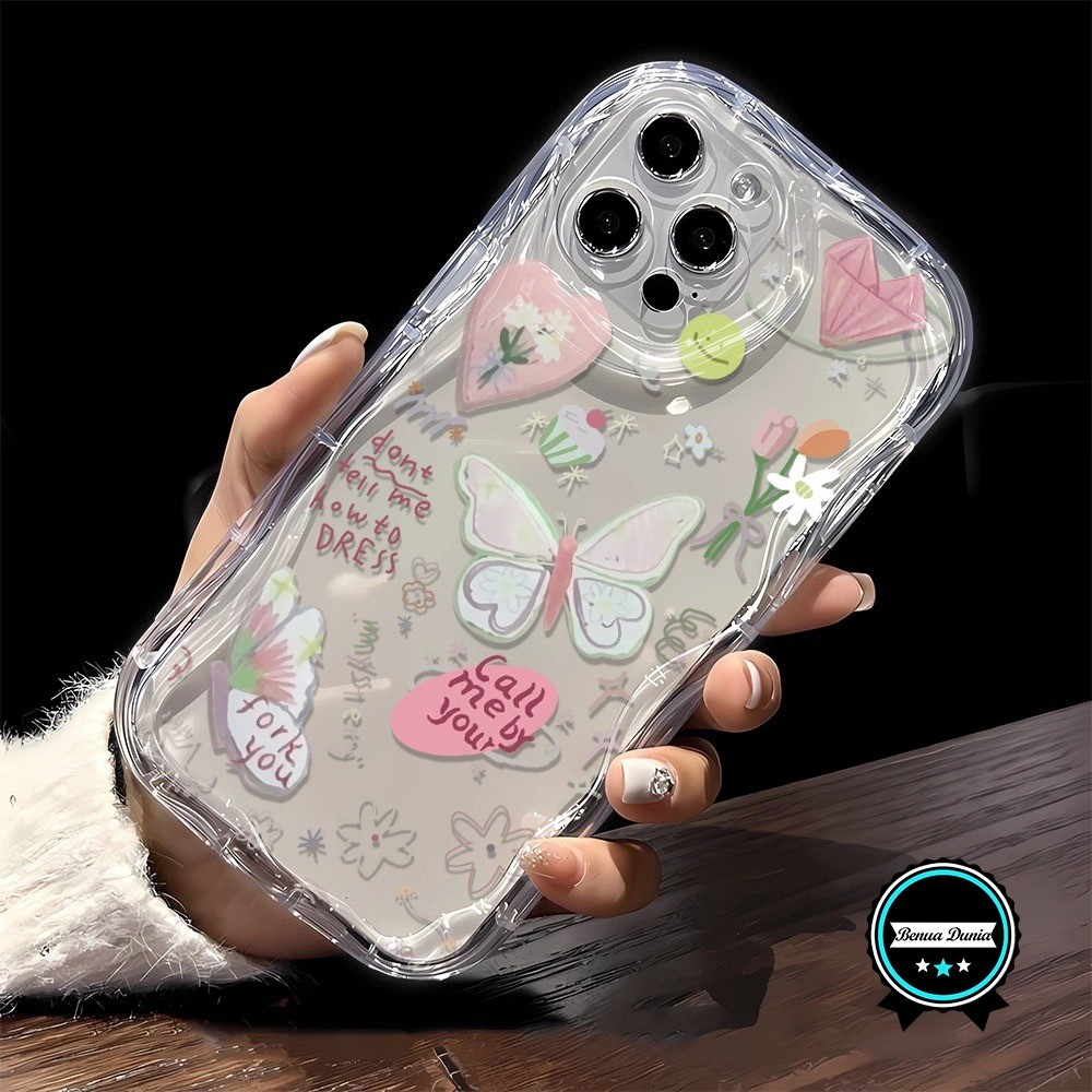 SS871 TRANSPARADE BUTTERFLY SILICONE SOFTCASE SHOCKPROOF สําหรับ XIAOMI REDMI A5 14C 14 A1 + A3 8 13