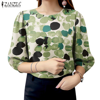 ZANZEA ซานเซีย วินเทจแขนสาม Quarts สำหรับผู้หญิง