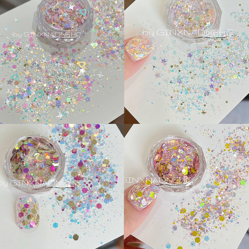 เลื่อมแต่งเล็บอุปกรณ์เสริม Influencer Strobe Stars Love Stars Glitter เกาหลี ins สไตล์เกาหลีเลื่อมตกแต่งเล็บ