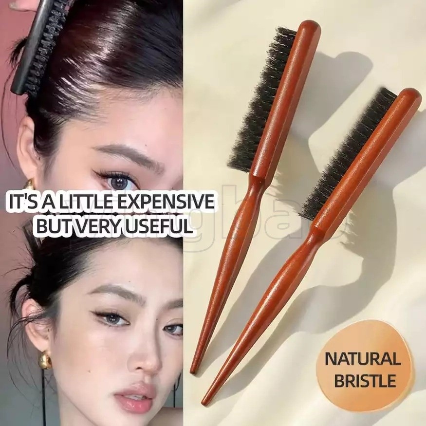 2PCS Boar Bristle Hair Stylist ช่างทําผม 3 แถว Detangling Rat Tail Styler สําหรับ Salon Home