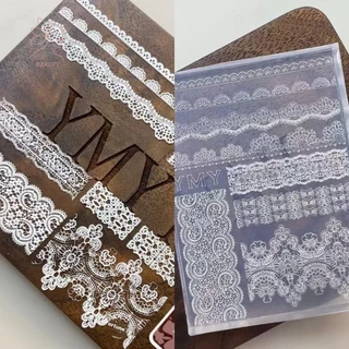 [maybeauty] แม่พิมพ์เล็บซิลิโคน 3D DIY บรรเทาลูกไม้ริบบิ้นแม่แบบสําหรับเล็บเครื่องประดับหัตถกรรมโปร่งใสแม่พิมพ์ตกแต่งเล็บ {TH}