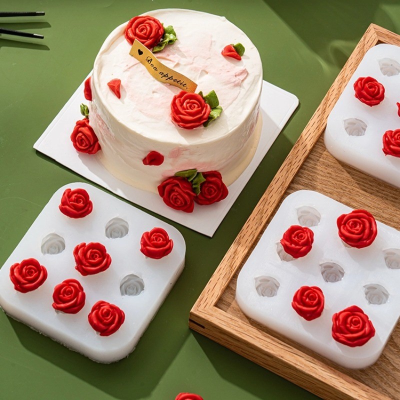 3D Rose แม่พิมพ์ซิลิโคนช็อกโกแลตเค้ก F Ondant เบเกอรี่เครื่องมือ - รูปที่ 7