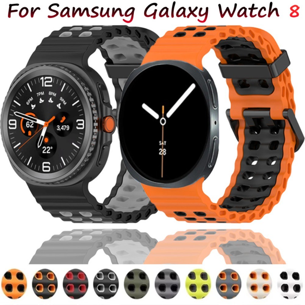 Ocean สายซิลิโคนสําหรับ Samsung Galaxy Watch 8 40 มม.44 มม.8 คลาสสิก 46 มม.สร้อยข้อมือระบายอากาศ