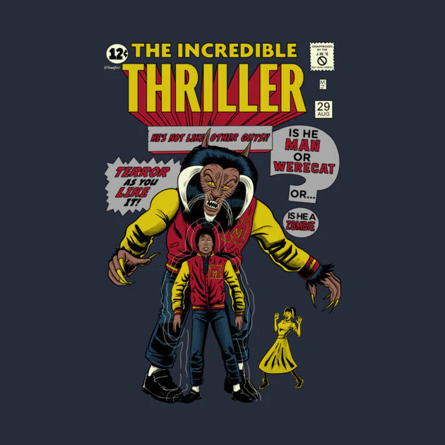 เสื้อยืด Vintage The Incredible Thriller Cotton 100% สีดำ thumbnail 9