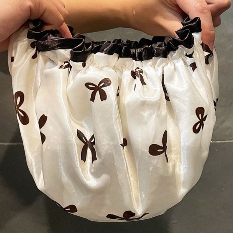 XU Friendly PVC ผู้ใหญ่หมวกอาบน้ํา 2 ชั้นป้องกันการ์ตูนโบว์หมวกอาบน้ํา