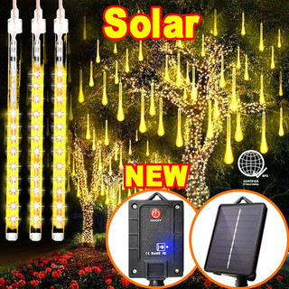Solar Meteor Shower Rain Lights LED Outdoor Waterproof Icicle Fairy String Lights for Home Garden Christmas Raya Decoration