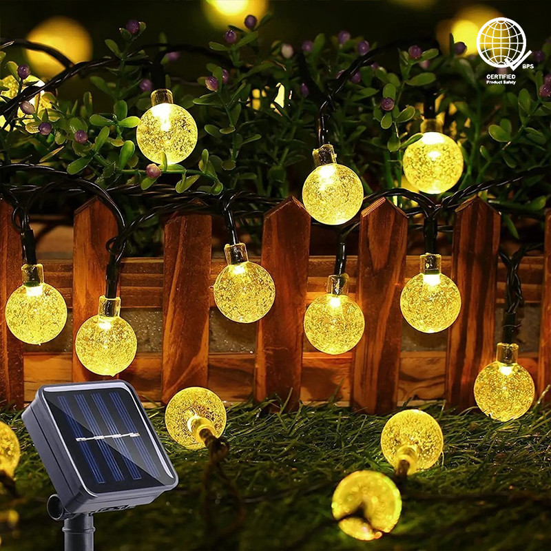 ลดราคาไฟสตริงพลังงานแสงอาทิตย์กันน้ํา 50/100LED คริสตัลบอลไฟนางฟ้า, ไฟตกแต่งสําหรับบ้านสวนคริสต์มาส