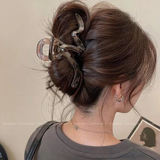 Tortoiseshell Wave Grab Clip Female Large High-End Feel Hair Clip Hair Volume More Shark Clip Back Head Hair Accessories