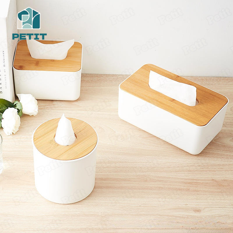 กล่องใส่กระดาษทิชชู่ แบบไม้+พลาสติก (Tissue​ Box) ที่ใส่ทิชชู่มินิมอล มีฝาปิด มีหลายรูปแบบ น้ำหนักเบา - รูปที่ 4