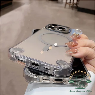 Anti drop อะคริลิคโปร่งใสวงเล็บแม่เหล็กเคสโทรศัพท์ iphone16 Pro Max 15 14 13 12 สําหรับ iPhone กรณีซิลิโคน soft shell TPU กันกระแทก
