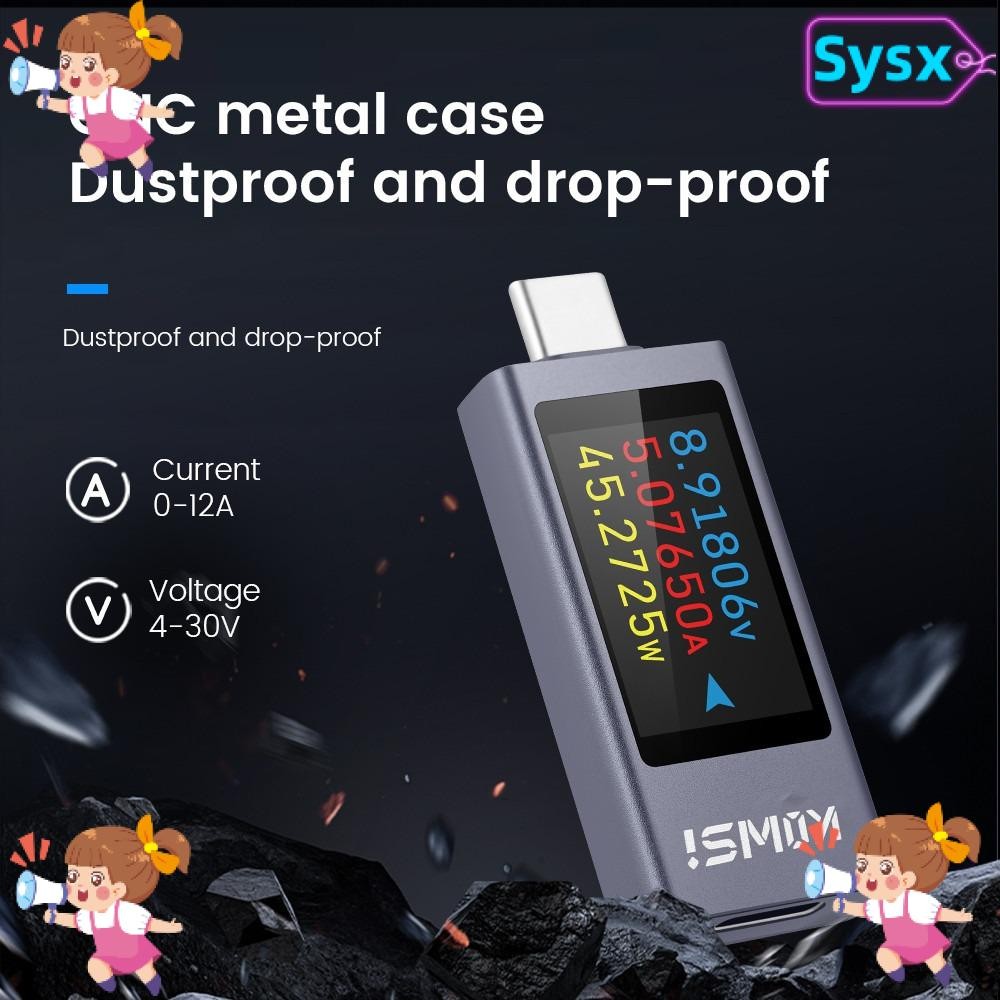 SYSX Current และแรงดันไฟฟ้า, Type-C KWS-2303C Power Meter Tester, PD แบตเตอรี่ความจุจอแสดงผล LCD ชาร