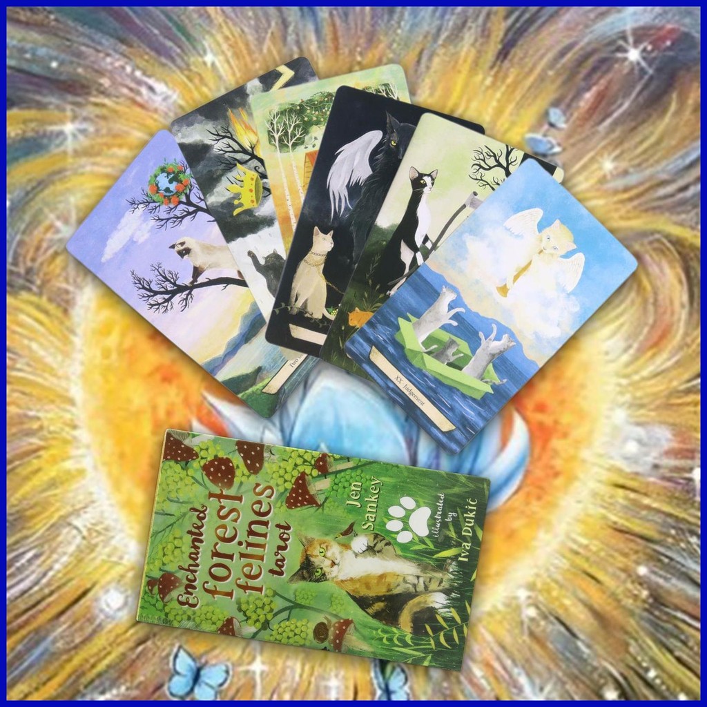 สําหรับ Enchanted Forest Felines ไพ่ทาโรต์ Tarot Fate Divination Tarot 78 ชิ้น Fortune Telling Oracl
