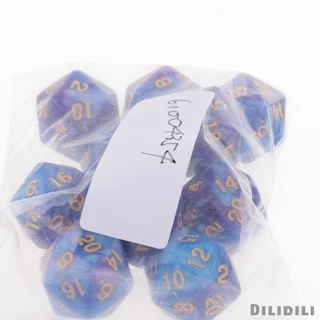[Dilidili] 10 ชิ้น 20 ด้านลูกเต๋า D20 ลูกเต๋า Polyhedral สําหรับ Dungeons และ Dragons เกมตาราง
