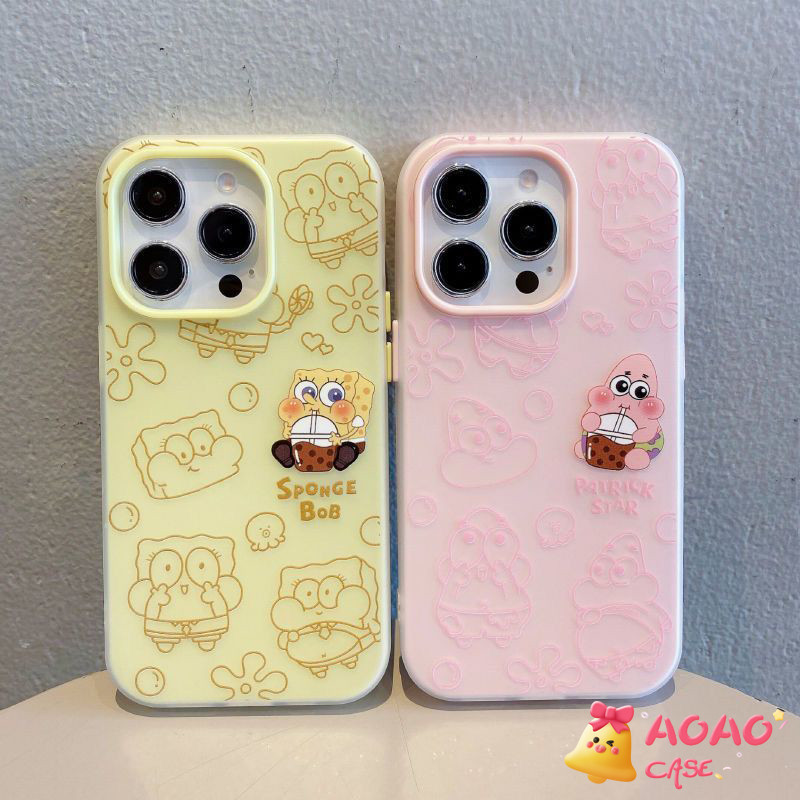 เคสไอโฟน 11 สำหรับ iPhone 16 13 15 11 14 12 Pro Max 15 14 13 16 Plus XR X XS ปก SpongeBob SquarePants สุดฮาและน่ารัก