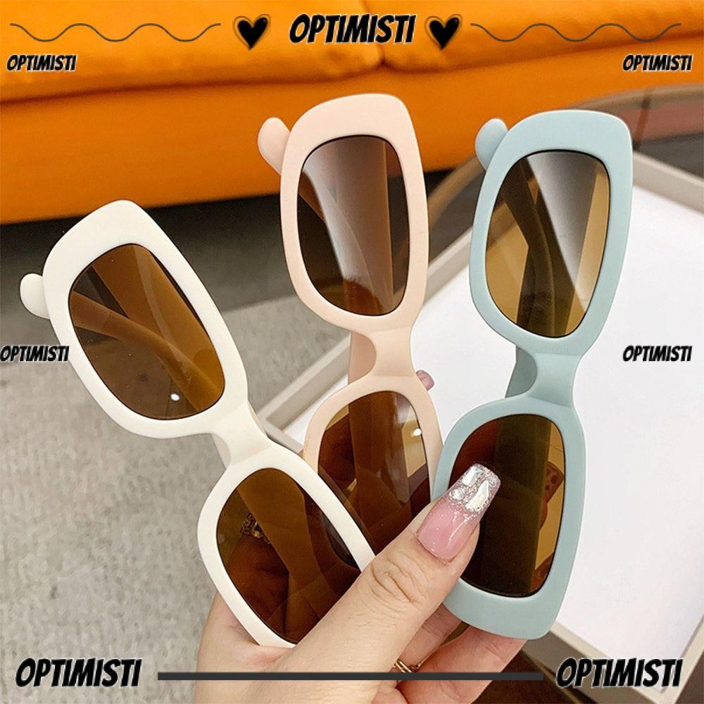 OPTIMISTI Kids Oval Frame Sun Glasses, Outdoor Sun Protection Childrens Square Glasses, Vintage Summ