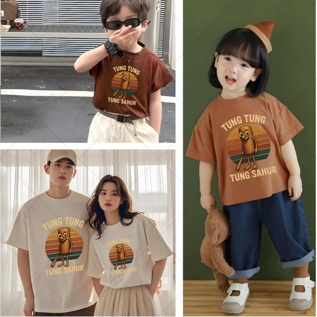 🔥RINA STUDIO🔥 ชุดครอบครัว 2025 ใหม่ เสื้อคู่แม่ลูก 【tung tung】เสื้อยืดแขนสั้น เสื้อเด็ก เนื้อผ้าสบาย เบาเย็น สไตล์เกาหลี