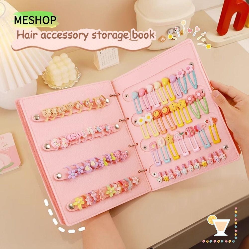 MESHOPTH สมุดเก็บเครื่องประดับผม, สมุดแสดงกิ๊บแบบพับได้ประหยัดพื้นที่, กระเป๋าเก็บที่คาดผมแบบหลวมความจุขนาดใหญ่แบบพกพาสําหรับห้องสาว