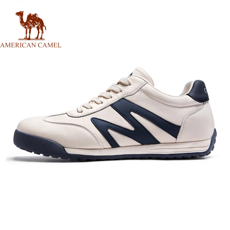 AMERICAN CAMEL รองเท้าผ้าใบลําลองรองเท้าสีขาวแบน