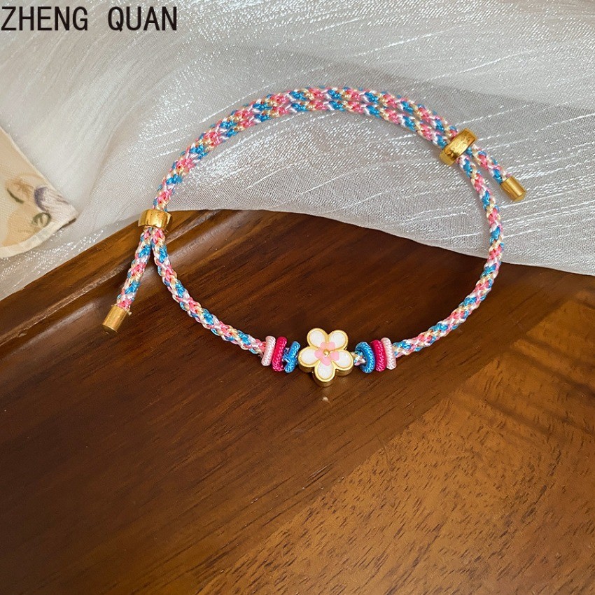 สร้อยข้อมือเคลือบสีทอมือประดับเหรียญ น้ําเต้า ดอกไม้ ลูกปัด