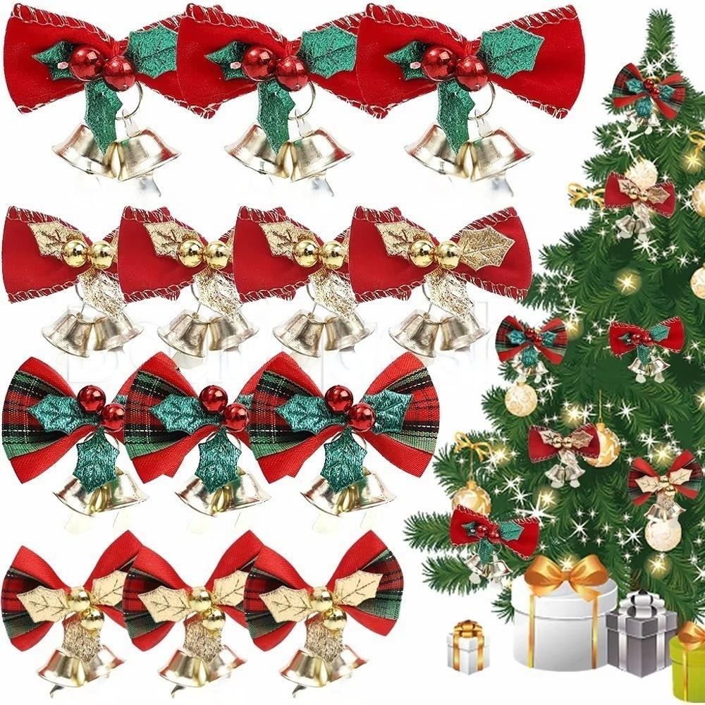 คริสต์มาสโบว์Festive Mini Christmas Bow Bell จี้ - DIY Craft ของขวัญเครื่องประดับสําหรับต้นไม้แขวนตกแต่งและ Home Party Supplies