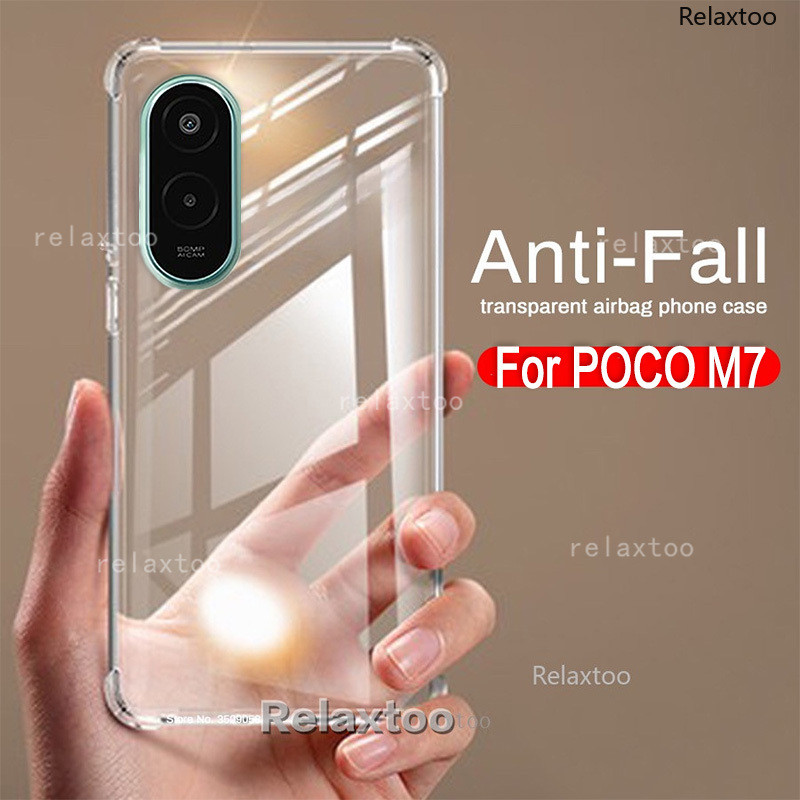 POCOM7 Plus 2025ปลอกใสสําหรับXiaomi POCO M7 M 7 Plus Pro M7Pro M7Plus POCOM7Plus 5G 4Gซิลิโคนอ่อนนุ่มโปร่งใสเคสโทรศัพท์กันกระแทกเลนส์กล้องป้องกันปกหลังปลอก