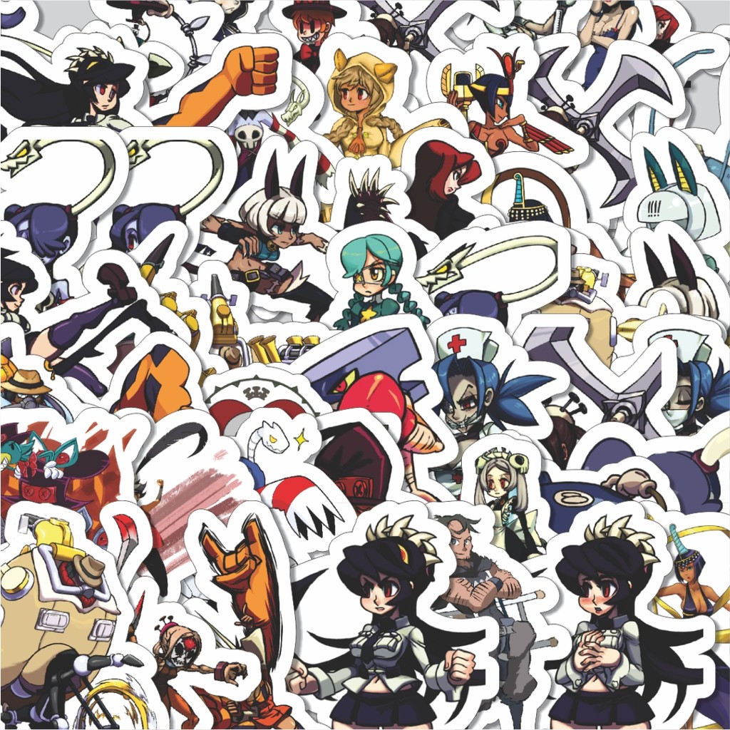 ตัดแพ็คสติ๊กเกอร์ชุดเกม Skullgirls ตัวอักษรผสม 2 เนื้อหา 100 ชิ้นน่ารัก Cool Aesthetic Series สําหรั