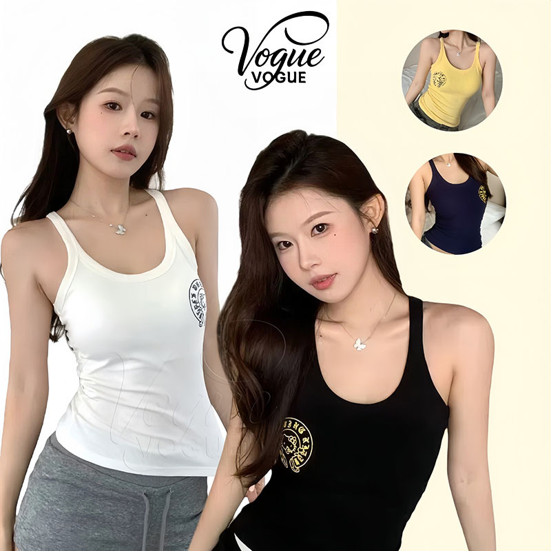 Vogue🌟พร้อมส่ง🌟 เสื้อกล้ามเสริมฟองน้ำ ลายคิดตี้น่ารัก สีสดใส ใส่สบายมาก (FY945)
