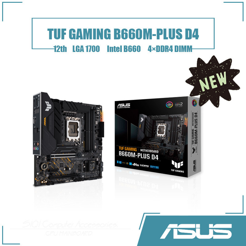 [ใหม่] ASUS TUF GAMING B660M-PLUS D4 เมนบอร์ด 4DDR4 DIMM Intel B660 LGA1700 เดสก์ท็อปเมนบอร์ด
