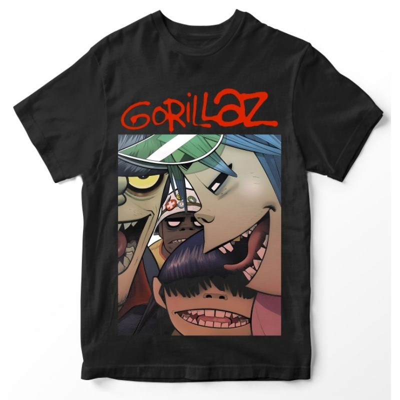 Gorillaz FEEL GOOD INC เสื้อยืด Band Hip Hop Rap Unisex Street Retro Cool หล่อพรีเมี่ยมด้านบน