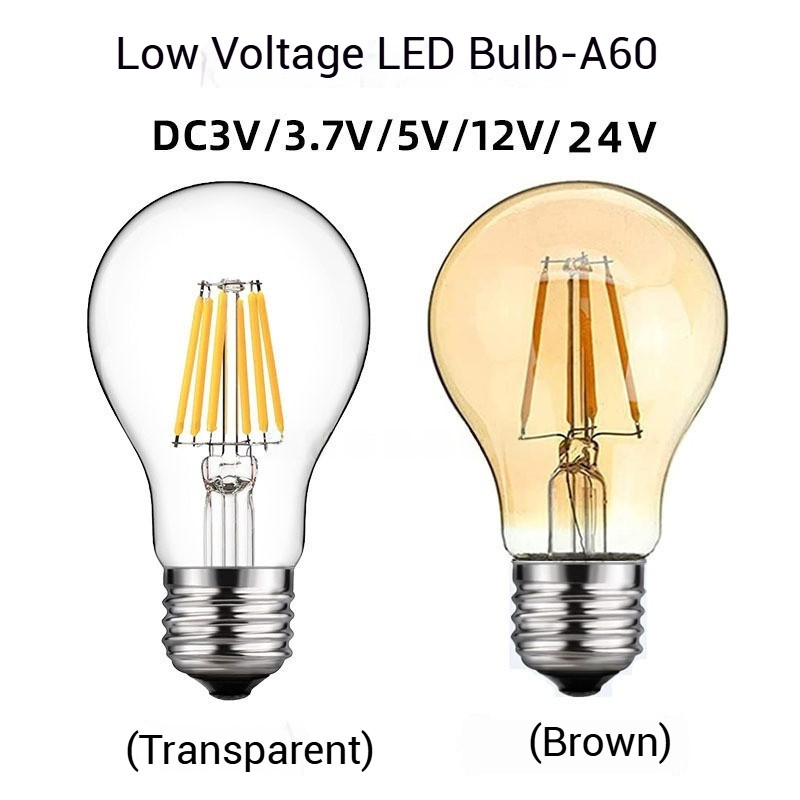 [แรงดันต่ํา DC DC/3V/3.7/12V/24V] A60 E27 สกรูหลอดไฟ LED Warm White Dimming โฆษณากลางแจ้งกันน้ํา Landscape Stall Light