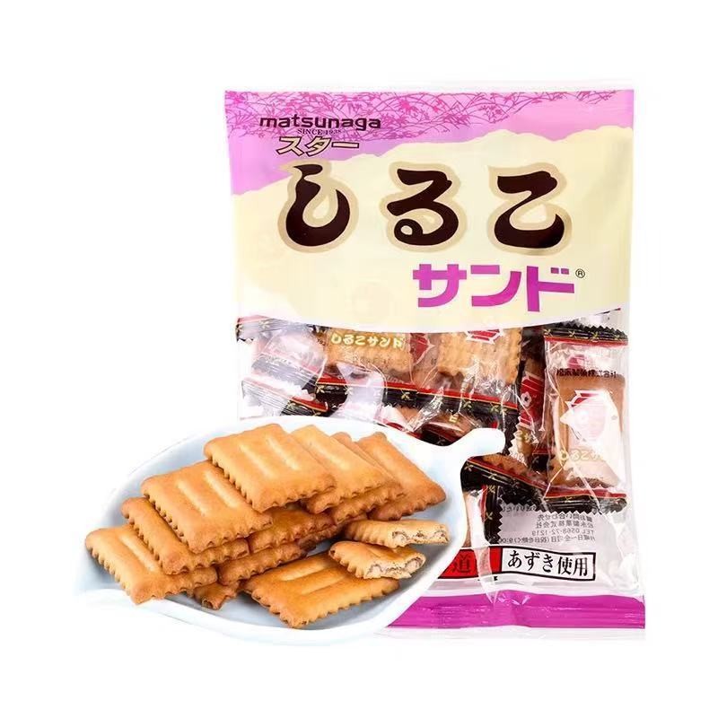 นําเข้า Matsunaga Red Bean Sandwich Biscuits Hokkaido Wheat Cookies Afternoon Tea Snacks Wedding Bag