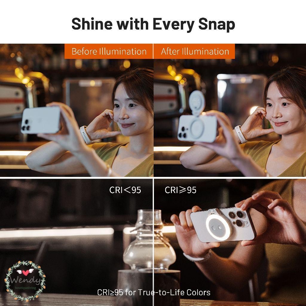 Magsafe ไฟวงแหวน LED - แสงอุ่นนุ่มเย็นแบบพกพาสําหรับเซลฟี่วิดีโอการถ่ายภาพ