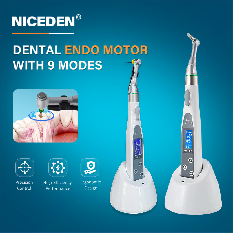 Niceden 9 ฟังก์ชั่นทันตกรรม LED ไร้สาย Endo มอเตอร์ Root Canal Endodontic​S Treatment 16:1 handpiece