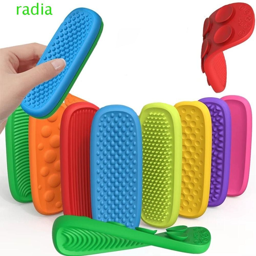 RADIANTZAP ซิลิโคน Sensory Strip,Quiet Calming Fidgeting ของเล่น Sensory Fidget ของเล่น,วัยรุ่นที่มีสีสันนุ่มปลอดภัยดูดถ้วย Textured Worry หินโต๊ะของเล่น