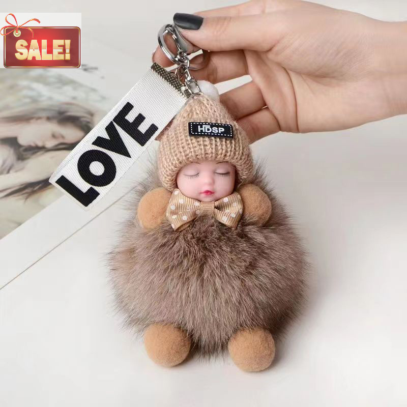 Bl Super น่ารัก Sleeping เด็กพวงกุญแจ Soft Fluffy ตุ๊กตาจี้ผู้หญิงสาวกระเป๋า Key แหวน Charming ตกแต่ง Keyrings ของขวัญ A