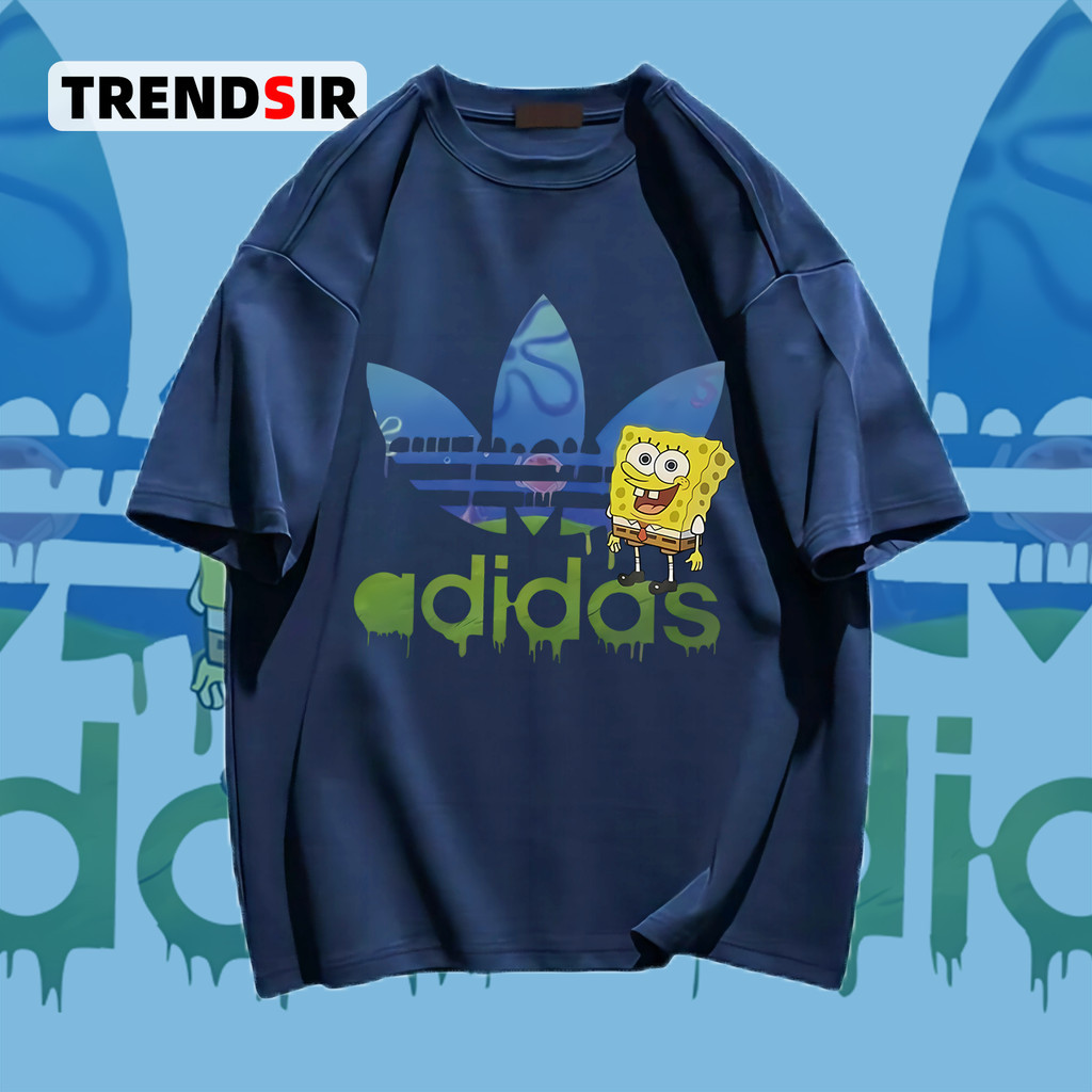 TrendSir พร้อมส่ง เสื้อโอเวอร์ไซส์ เสื้อยืดนิ่ม Adidas&SpongeBob เนื้อผ้านิ่ม 100% Cotton 9สี M-3XL