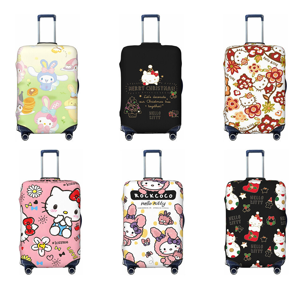 Hello Kitty การออกแบบการพิมพ์กระเป๋าเดินทาง Protector ล้างทําความสะอาดได้ยืดหยุ่นกระเป๋าเดินทางกันฝุ
