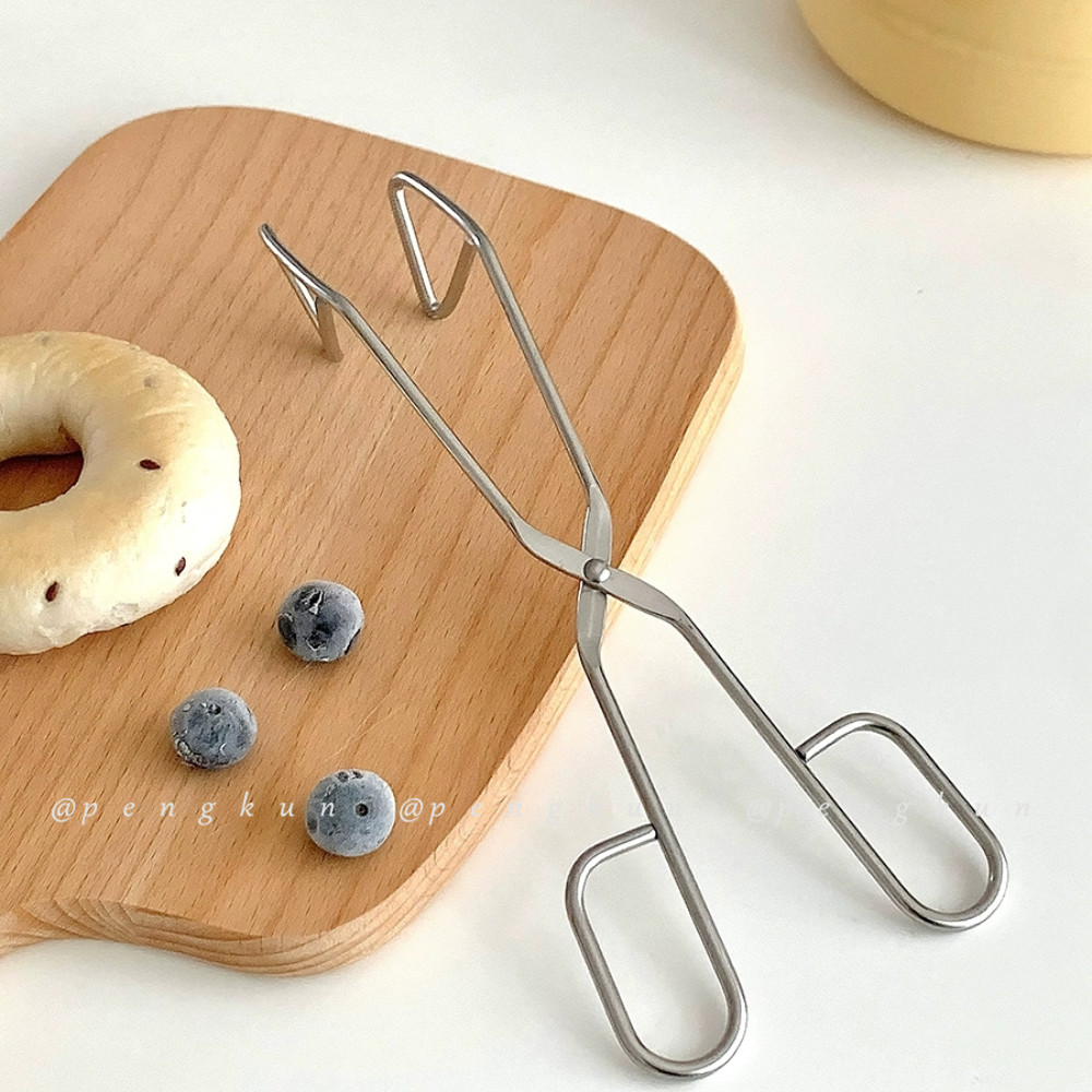 Ins สไตล์ 304 สแตนเลสแหนบบาร์บีคิวในครัวเรือนเบเกอรี่ขนมปัง Pastry Ice Cube แหนบอาหารกลางแจ้งบาร์บีค