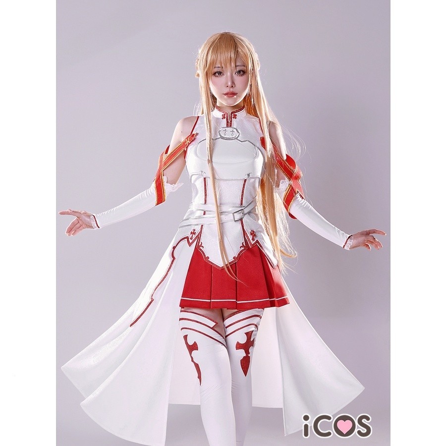 Icos Sword Art Online cos Yuuki Asuna คอสเพลย์อะนิเมะเสื้อผ้าชุดสําหรับผู้หญิง