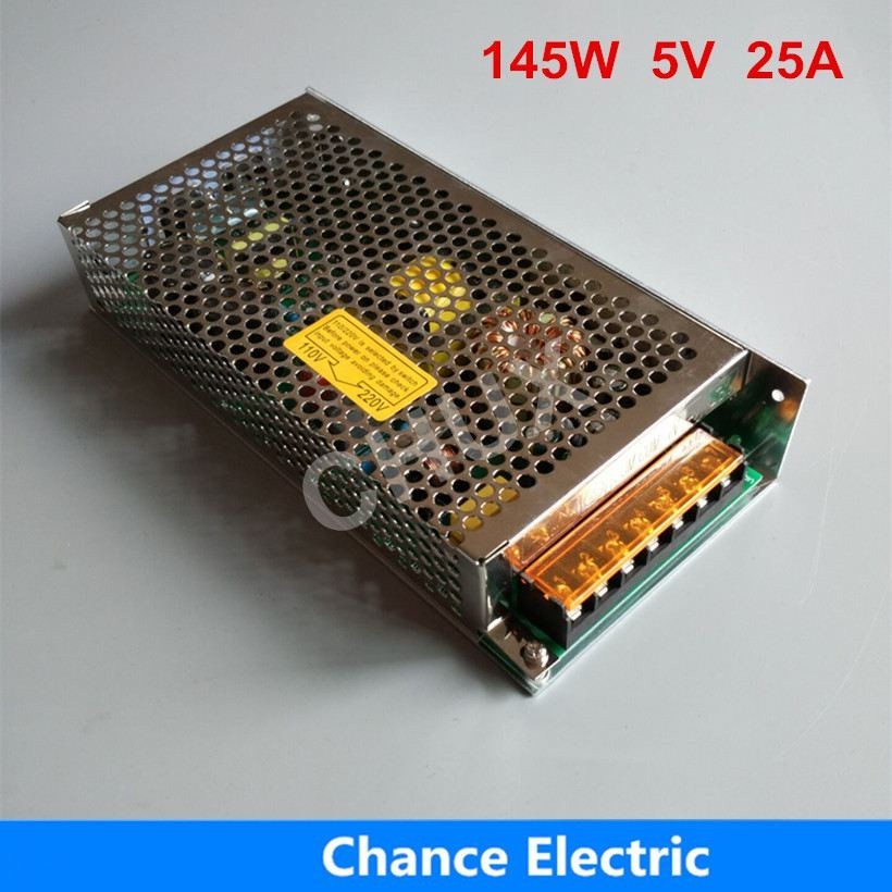 ✻CHUX 145W 5V Switching Power Supply 25A Single Output 220V Input S-145W-5V for LED Strip light Regu
