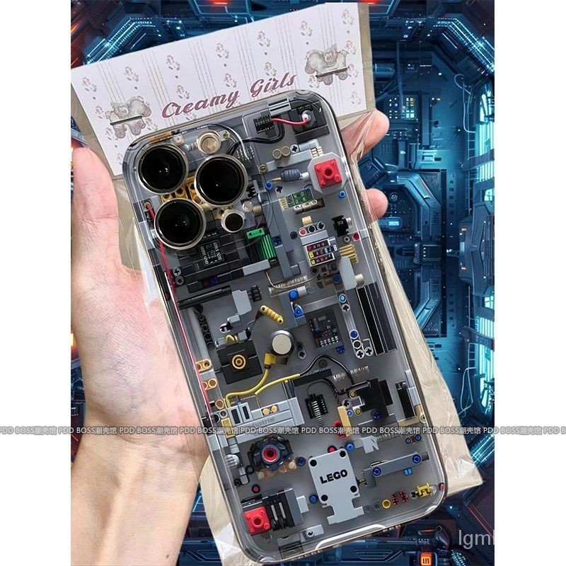 สร้างสรรค์งานศิลปะส่วนบุคคลโครงสร้างวงจรสีเทาเคส iPhone เข้ากันได้กับ iPhone 15 14 PRO MAX กันฝุ่น14 PLUS XR 7 plus XS 8 Plus ป้องกันการตก XS MAX 12 13 PRO MAX 11เคสซิลิโคนใส y8hd