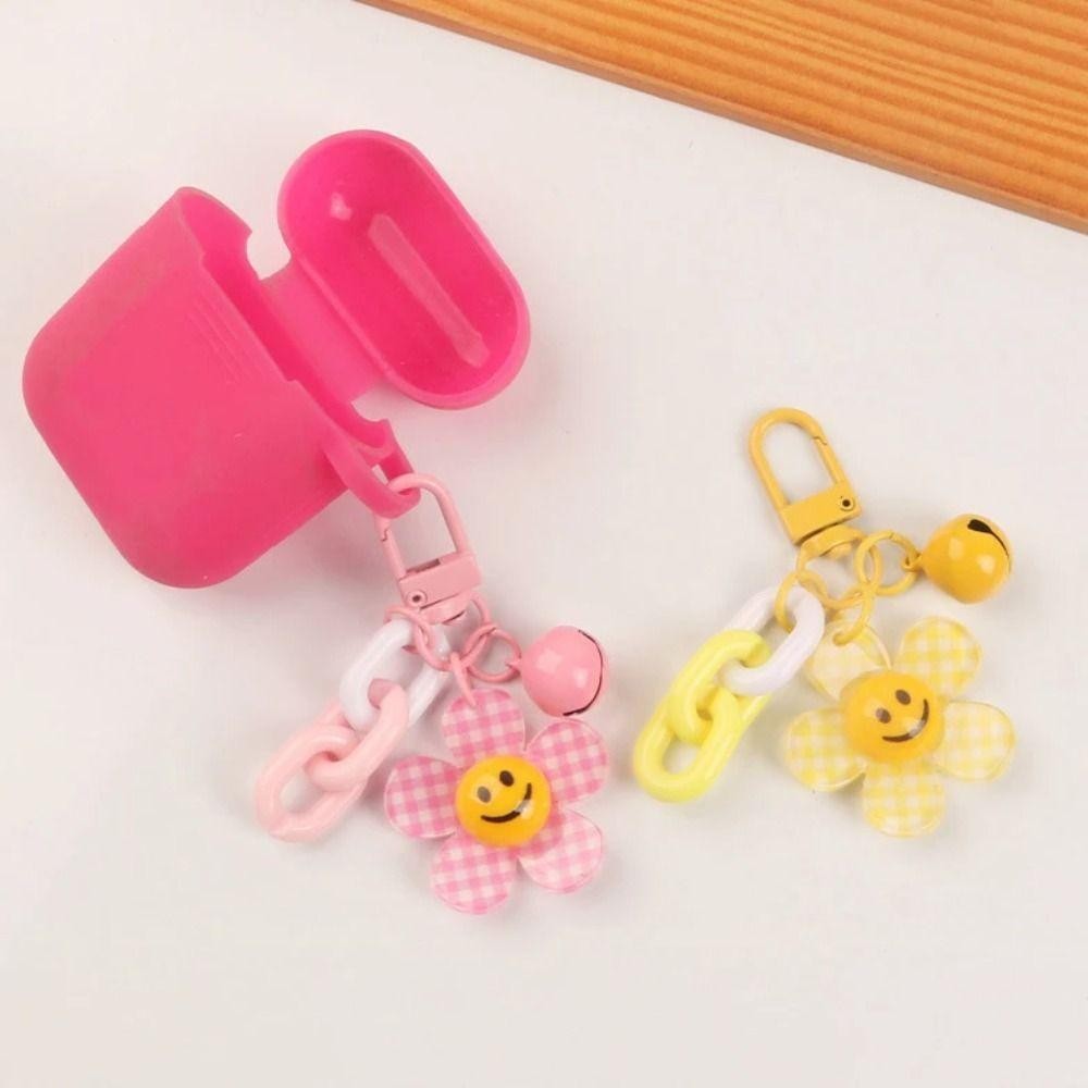 GIFTHUB ของขวัญฮับ ยิ้มดวงอาทิตย์ดอกไม้จี้,อะคริลิกับระฆังยิ้มดวงอาทิตย์ดอกไม้พวงกุญแจ,ตลกแขวนเครื่องประดับการ์ตูนรถที่สําคัญแหวนกระเป๋าอุปกร