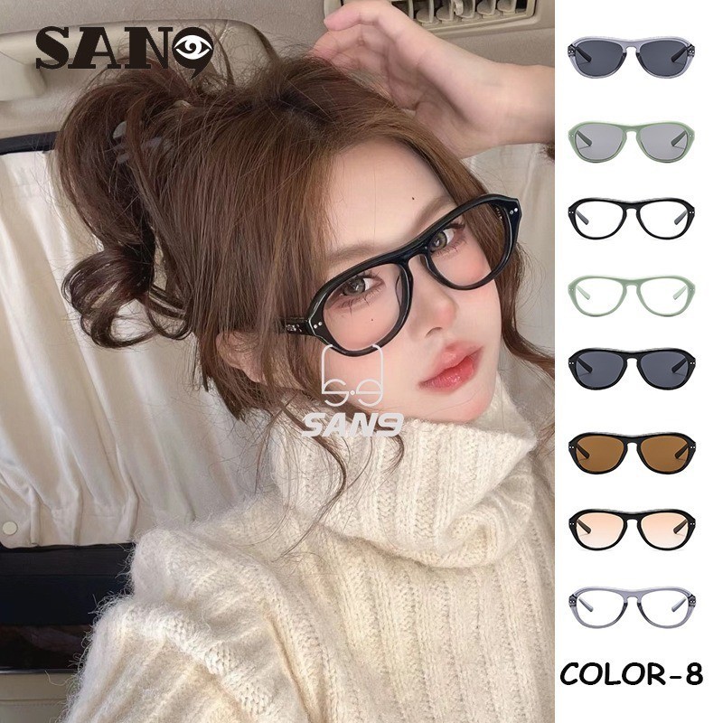 สินค้าพร้อมCOD (San9) แว่นกันแดดนักบินกรอบเล็กแฟชั่นย้อนยุคยุโรปและอเมริกาสําหรับผู้ชายและผู้หญิง