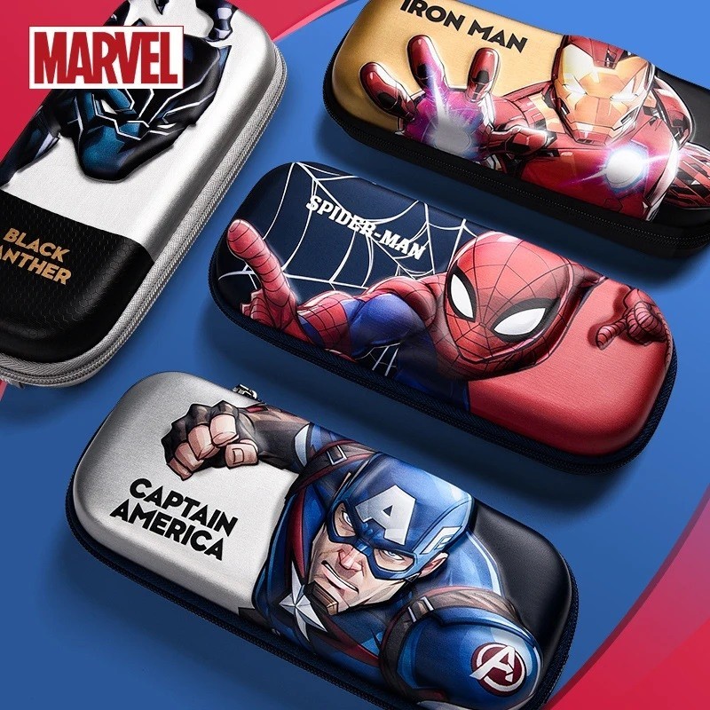 กล่องดินสอการ์ตูน Spider-Man Marvel Iron Man กัปตันอเมริกา 3D กล่องดินสอกันน้ําอุปกรณ์การเรียนเครื่องเขียน