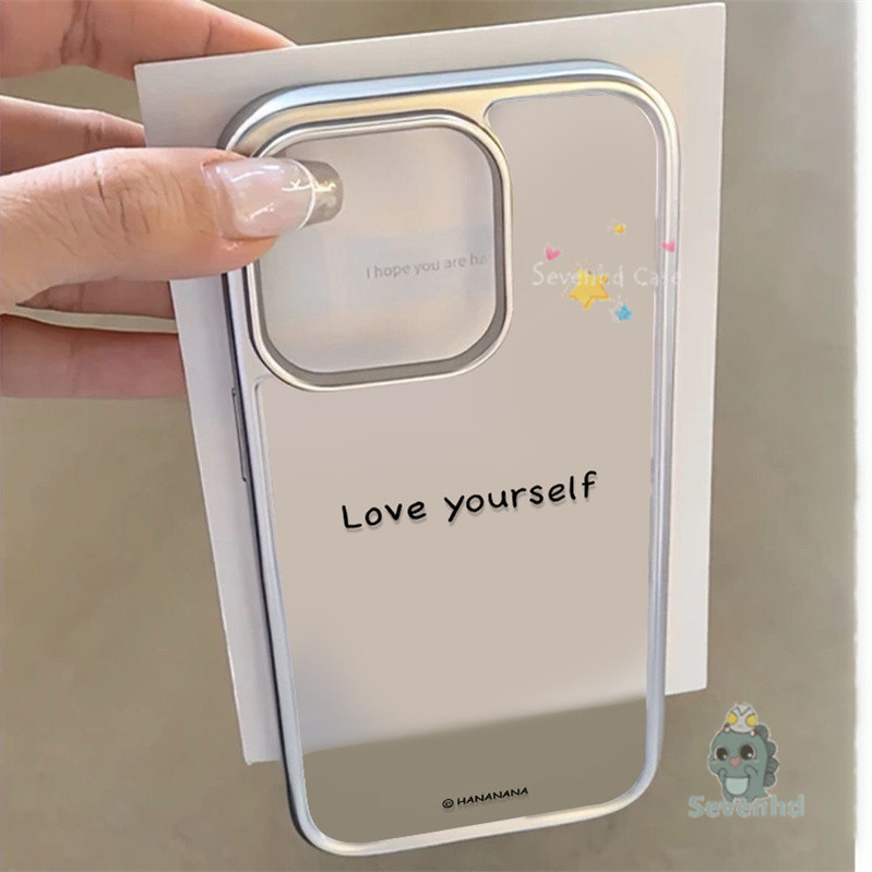 Simple Love Yourselfเคสโทรศัพท์แฟชั่นเข้ากันได้สําหรับIPhone 15 14 13 12 11 Pro Max X XR Xs Max 8 7 PlusหรูหรารูปแบบElectroplatedโปร่งใสป้องกันปกหลัง